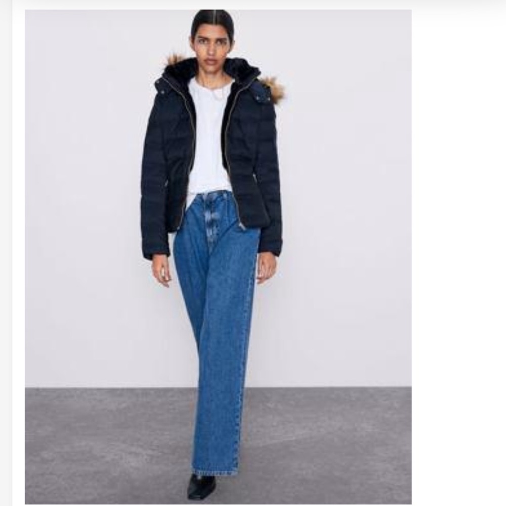 Zara jacket with faux fur hood